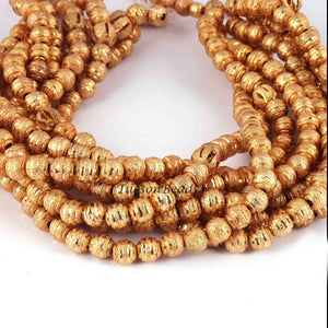 4 Strands Gold Plated Designer Copper Ball Beads, Casting Copper Beads, Jewelry Making Supplies  5mm-6mm 8 inches GPC579 - Tucson Beads
