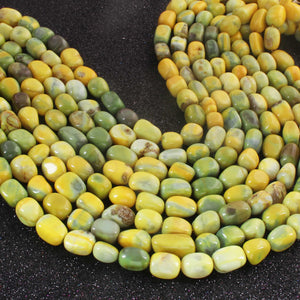 1 Strand Green&Yellow  Opal Smooth Tumble Shape Beads,  Plain Nuggets Gemstone Beads 11mmx8mm-13mmx9mm 13 Inches BR02827 - Tucson Beads