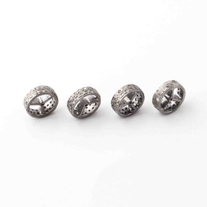 1 Pc Pave Diamond Double Line Designer Pave Jewelry Spacer Beads 925 Sterling Silver- Rondelles Beads- 12mm PDC324 - Tucson Beads