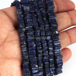 1 Long Strand Natural Lapis Square Heishi Beads - Square Shape Beads 4mm-7mm 16 Inches BR4080 - Tucson Beads