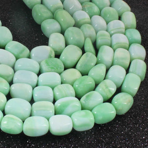 1 Strand Green Opal Smooth Tumble Shape Beads,  Plain Nuggets Gemstone Beads 9mmx10mm-14mmx9mm 13 Inches BR02838 - Tucson Beads