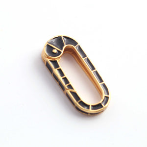 1 Pc Black Color Designer Enamel Brass Carabiner- Enamel Lock 26mmx11mm CB086 - Tucson Beads