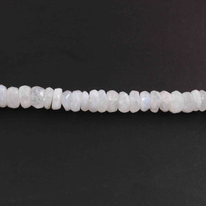 1  Long Strand White Rainbow Moonstone Faceted Rondelles  - Moonstone rondelles - 6mm-12mm - 8 Inches BR02140 - Tucson Beads