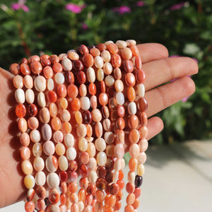 1 Strand Carnelian Silver Coated Smooth Oval Beads Briolettes - 7mmx6mm-10mmx6mm 13.5 Inches BR533 - Tucson Beads