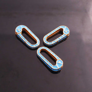 1 Pc Sky Blue Color Designer Enamel Brass Carabiner - Enamel Lock 26mmx11mm CB088 - Tucson Beads