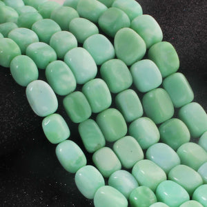 1 Strand Green Opal Smooth Tumble Shape Beads,  Plain Nuggets Gemstone Beads 18mmx12mm-10mmx9mm 13 Inches BR02845 - Tucson Beads