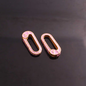 1 Pc Pink Color Designer Enamel Brass Carabiner - Bakelite Lock 26mmx11mm CB087 - Tucson Beads