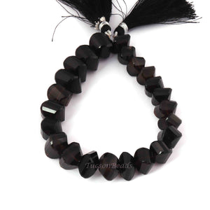 1  Strand Smoky Quartz Twisted  Shape Briolettes - Faceted Briolettes 11mm-13mm- 8.5  Inch BR836 - Tucson Beads