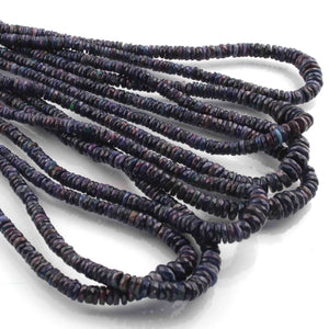 1 Long Strand  Black Ethiopian Welo Opal Faceted Heishi Briolettes - Wheel Beads - 4mm-11mm - 16 Inches BR01299 - Tucson Beads