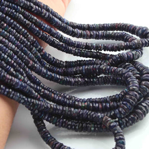 1 Long Strand  Black Ethiopian Welo Opal Faceted Heishi Briolettes - Wheel Beads - 4mm-11mm - 16 Inches BR01299 - Tucson Beads