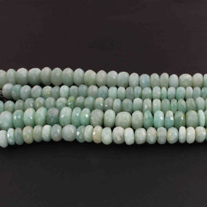 1 Long Strand Amazonite Round Faceted Rondelles - Round Shape Rondelles - 8mm-13mm  8 Inches BR02139 - Tucson Beads