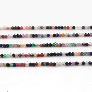 5 Long Strand Multi Stone  Faceted Beads Rondelles - Round gemstone Rondelles beads- 2mm 13 Inch Long RB0048 - Tucson Beads