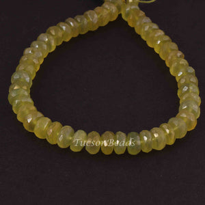 1 Long Strand Green Chalcedony Faceted Rondelles - Green Chalcedony Roundles Beads 7mm-8mm- 8 Inches BR1366 - Tucson Beads