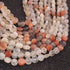 1 Strand Natural Multi Moon Stone Faceted Coin Briolettes- Gemstone Faceted  Beads -7mm-8mm- 7.5 Inch BR02820