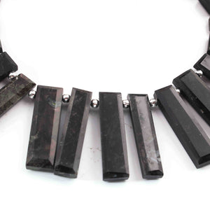 1  Long Strand  Black Rutile Faceted Briolettes - Rectangle  Shape Briolettes -15mmx7mm-30mmx7mm-9.5 Inches BR01556 - Tucson Beads