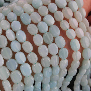 1 Long Strand Aqua Chalcedony  Smooth Briolettes -Oval Shape Briolettes - 8mmx7mm-9mmx7mm - 12.5 Inches BR02146 - Tucson Beads