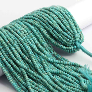 1 Long Strand AAA Quality Natural Arizona Turquoise Faceted Rondelle - Arizona Turquoise Rondelle Beads 3mm-4mm 13 Inches BR1664 - Tucson Beads