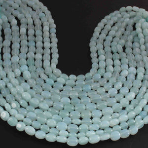 1 Long Strand Aqua Chalcedony  Smooth Briolettes -Oval Shape Briolettes - 7mmx6mm-9mmx7mm - 12.5 Inches BR02147 - Tucson Beads