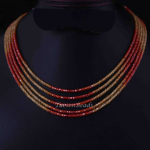 1 Long Strand Shaded Orange And Yellow Cubic Zircon Faceted Rondelles Ready To Wear Necklace 3mm 14 Inch BR3928 - Tucson Beads
