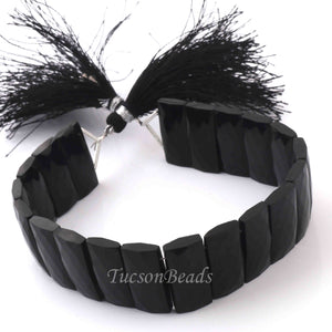 1 Strand Black Onyx Fancy Chicklet shape Beads - Black Onyx Faceted Rectangle Beads 21mmx9mm 7 Inches BR2265 - Tucson Beads