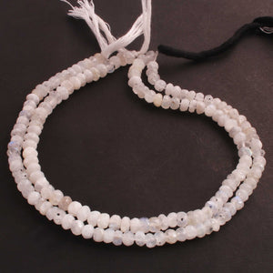 1 Strand White Rainbow Moonstone  Faceted Rondelles - Rondelles Beads 5mm-6mm 10 Inches BR264 - Tucson Beads
