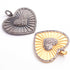1 PC Antique Finish Pave Diamond Designer Heart Pendant - 925 Sterling Silver- Yellow Gold- Diamond Pendant 37mmx29mm PD1880