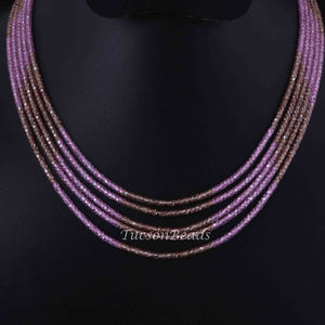 1 Long Strand Shaded Pink And Brown Cubic Zircon Faceted Rondelles Ready To Wear Necklace 3mm 10-14 Inch BR3933 - Tucson Beads