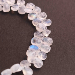 1  Strand White Rainbow Moonstone Faceted  Briolettes - Pear Shape 7mmx5mm -10mmx6mm-10 Inches BR1174 - Tucson Beads