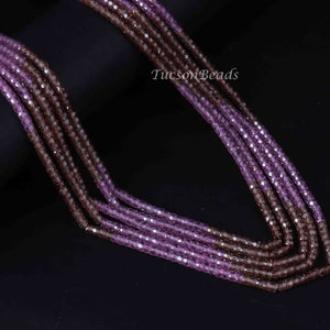 1 Long Strand Shaded Pink And Brown Cubic Zircon Faceted Rondelles Ready To Wear Necklace 3mm 10-14 Inch BR3933 - Tucson Beads