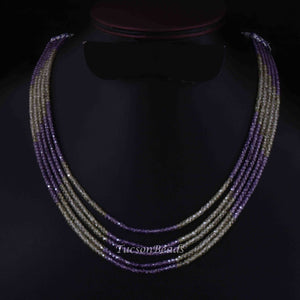 1 Long Strand Shaded Purple And Green Cubic Zircon Faceted Rondelles Ready To Wear Necklace 3mm 14 Inch BR3927 - Tucson Beads