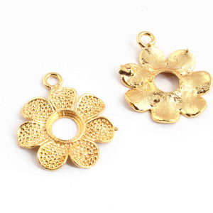 10 Pcs Beautiful Gold Flower  Charm Pendant- 24k Matte Gold Plated Pendant - 26mmx22mm GPC1387 - Tucson Beads
