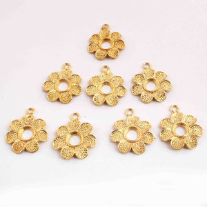 10 Pcs Beautiful Gold Flower  Charm Pendant- 24k Matte Gold Plated Pendant - 26mmx22mm GPC1387 - Tucson Beads