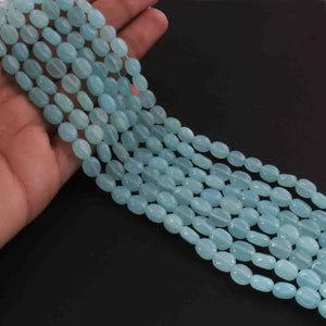 1 Long Strand Aqua Chalcedony  Smooth Briolettes -Oval Shape Briolettes - 7mmx6mm-9mmx7mm - 12.5 Inches BR02149 - Tucson Beads
