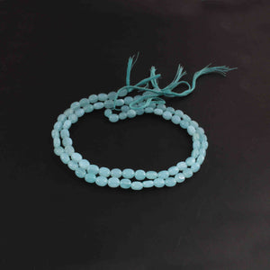 1 Long Strand  Aqua Chalcedony  Smooth Briolettes - Oval Shape Briolettes - 7mmx6mm-9mmx6mm -13 Inches BR02162 - Tucson Beads