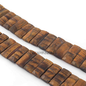 1 Strand Brown Tiger Eye Fancy Chicklet shape Beads - Brown Tiger Eye Faceted Rectangle Beads 21mmx10mm 8 Inches BR2311 - Tucson Beads