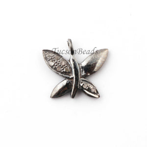 1 Pc Pave Diamond Designer Butterfly Charm 925 sterling Silver / Sterling Vermeil  Pendant- 10mmx11mm PDC1340 - Tucson Beads