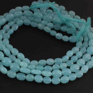 1 Long Strand  Aqua Chalcedony  Smooth Briolettes - Oval Shape Briolettes - 7mmx7mm-12mmx9mm -13 Inches BR02181 - Tucson Beads