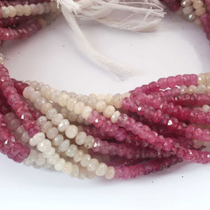 1 Strand Natural Pink Sapphire Rondelles - Micro Faceted Wonderful Roundel Gemstone Beads 4mm-5mm 13 Inch Long RB312 - Tucson Beads