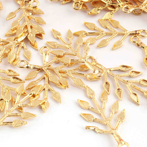 10 Pcs Beautiful Gold Leaf Charm Pendant- 24k Matte Gold Plated Leaf Pendant - 39mmx13mm GPC1383 - Tucson Beads