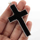 5 Pcs Black Jasper Cross 925 Silver Plated Single Bail Pendant - Electroplated With Gold Edge 72mmx38mm AR013 - Tucson Beads