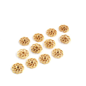 10 Pcs Beautiful Gold Flower Charms Round Shape - 24k Matte Gold Plated Charms -14mm GPC1395 - Tucson Beads
