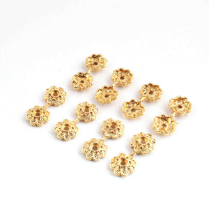 10 Pcs Beautiful Gold Flower Charms Round Shape - 24k Matte Gold Plated Charms - 21mmx9mm GPC1394 - Tucson Beads
