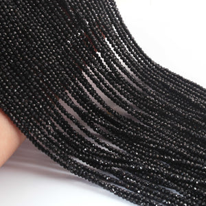 1 Strand Black Spinel Faceted Rondelle Beads, Roundelle Beads, Micro Faceted Beads ,Semi Precious Beads 3mm 13.5 inch strand RB088 A - Tucson Beads