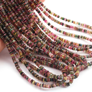 1 Strand Beautiful Multi Tourmaline Heishi Wheel Briolettes- Faceted Gemstone Rondelles Beads- 4mm-5mm -16 Inches BR03085 - Tucson Beads