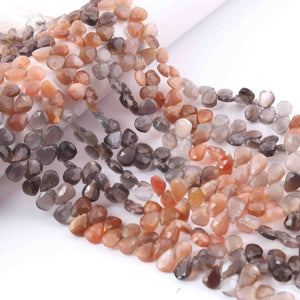 1 Strand Multi Moonstone Pear Briolettes - Pear Shape Briolettes -9mmx5mm-10mmx7mm-8 Inch BR01125 - Tucson Beads