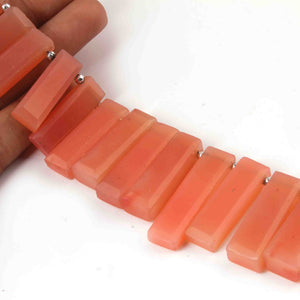 1 Strand Shaded Peach Chalcedony  Faceted Rectangle Shape Briolettes - Jewelry Making Supplies - 37mmx10mm-24mmx8mm 9 Inch BR3240 - Tucson Beads
