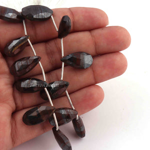 1 Strand Brown Tiger Jasper Silver Coated Pear Drop Beads , Faceted Briolettes , Gemstone Beads , Jewelry Supplies - 20mmx8mm 8.5 Inches BR3184 - Tucson Beads