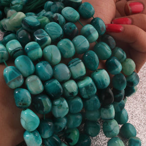 1 Strand Dark Green Opal Opal Smooth Tumble Shape Beads,  Plain Nuggets Gemstone Beads 10mmx7mm-16mmx8mm 16 Inches BR02854 - Tucson Beads