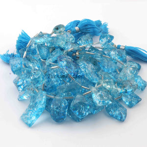 1 Long Strand Blue Crystal Faceted Briolettes - Fancy Shape  Briolettes 12mmx10mm-27mmx13mm - 8 Inches BR0272 - Tucson Beads