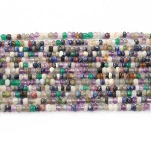 5 Strands Excellent Quality Multi Stone Faceted Rondelles - Mix Stone Roundles Beads 3mm 13 Inches RB0318 - Tucson Beads